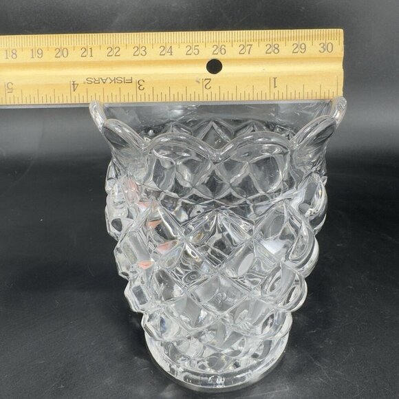 Antique Pineapple Clear Glass Vase Manganese 365nm Green UV Glow Utensil Holder - Picture 6 of 16